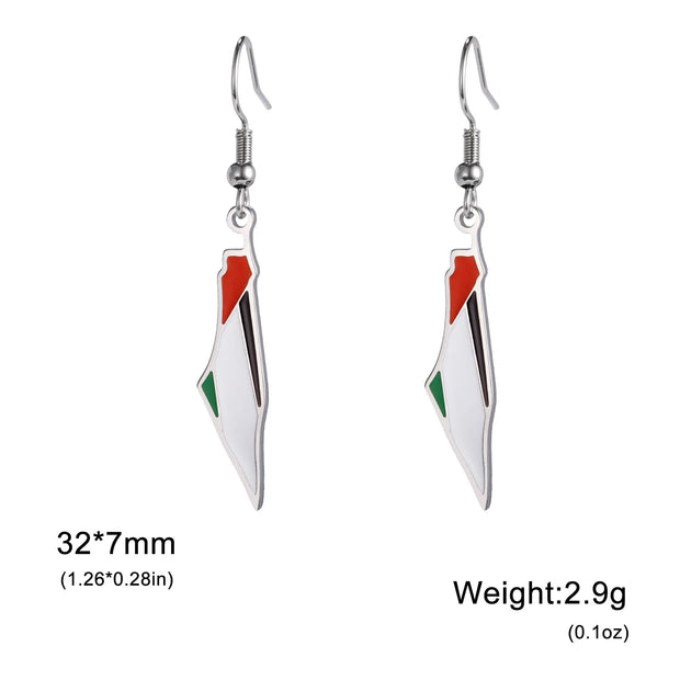 Palestine Map Drop Earrings for Women State Geography Dangle Earrings Stainless Steel Fashion Jewelry