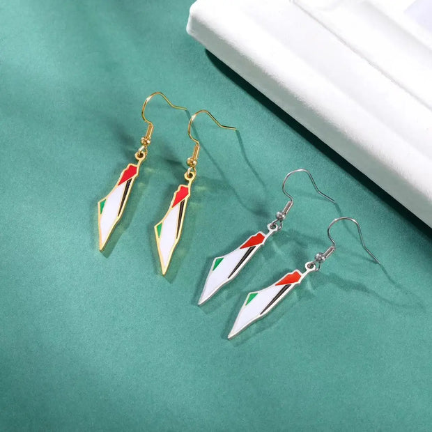 Palestine Map Drop Earrings for Women State Geography Dangle Earrings Stainless Steel Fashion Jewelry