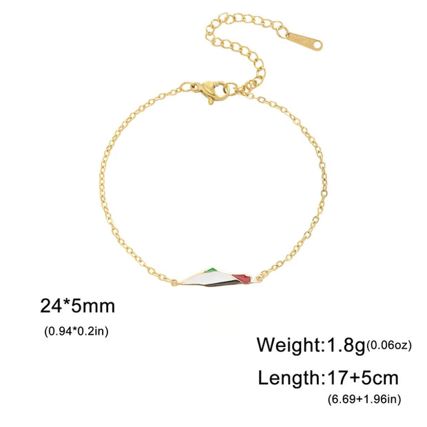 Palestine Map Double Layers Beads Chain Bracelets for Women Stainless Steel Jewelry Charm Bracelet Gift 2024