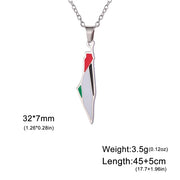 Palestine Map Flag Pendant Necklace for Women Men Stainless Steel Map Geography