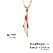 Palestine Map Flag Pendant Necklace for Women Men Stainless Steel Map Geography